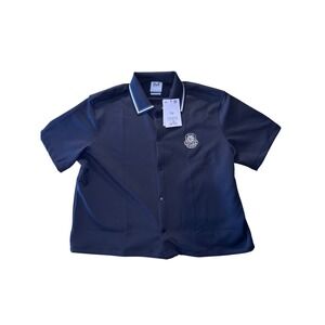 D&F Ricky Singh Relaxed Fit‎ Men's Short Sleeve Button Up Shirt Navy L